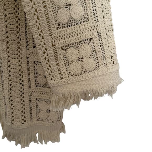 H&M Crochet Look Tunic Dress Cream Fringe Original Summer Edition 2025 - Picture 5 of 10